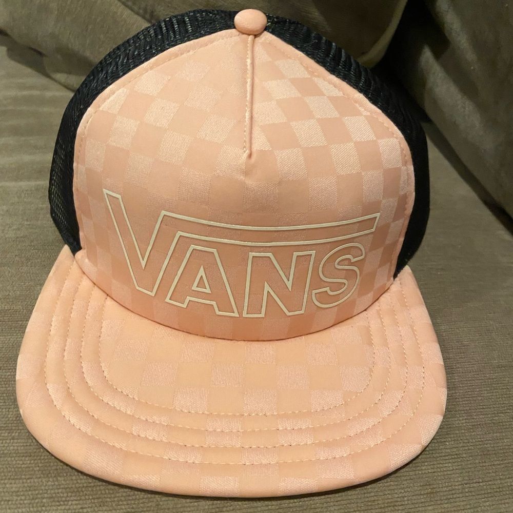 Vans Peach and Black Checker Trucker Hat